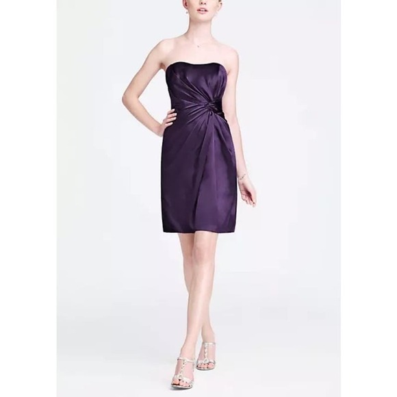 David’s bridal Dresses & Skirts - David’s Bridal short charmeuse dress with knot detail size 10 NWT
